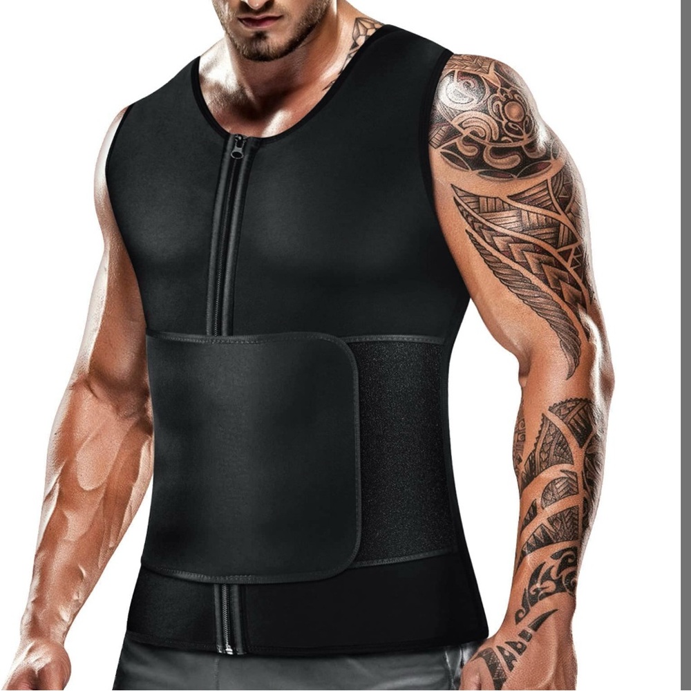 Men's Black Fitness Vest with Zipper 5XL